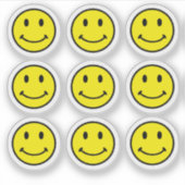 Sticker Visage Souriant Jaune Clair Rétro (Devant)