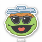 Sticker Visage souriant Oscar avec lunettes de soleil (Devant)