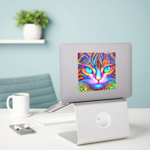 Sticker Visage Tea yeux Colorful Ai Généré Chat
