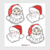 Sticker Visages Père Noël classiques et modernes (Feuille)