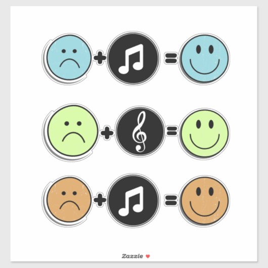 Sticker Visages Souriants Avec Musique (Feuille)