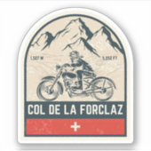 Sticker Visite en moto du Col de la Forclaz alpes suisses (Devant)