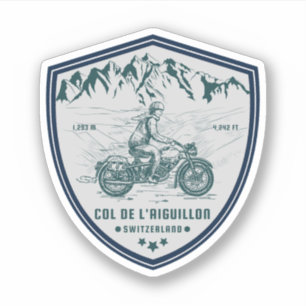 Sticker Visite en moto du Col de l'Aiguillon alpes suisses
