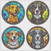 Sticker Vitrail de diverses races de chiens (Devant)