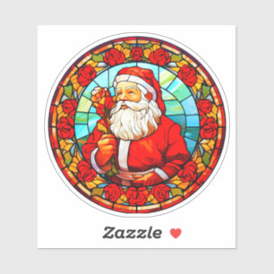 Sticker Vitrail Père Noël ornement de Noël-67680