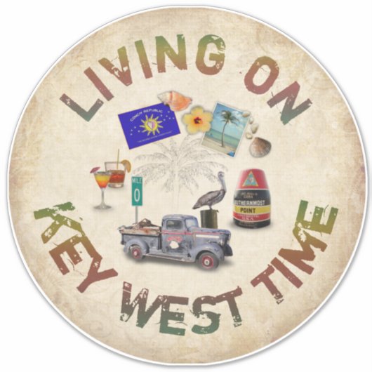 Sticker Vivre à Key West Time (Devant)