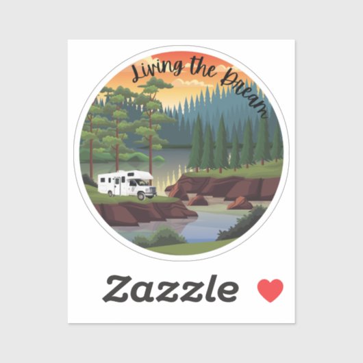 Sticker Vivre Le Rêve Avec Motorhome Classe C (Feuille)