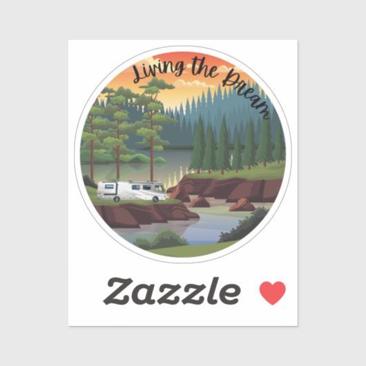 Sticker Vivre Le Rêve Avec Motorhome De Classe A (Feuille)