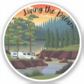 Sticker Vivre Le Rêve Avec Motorhome De Classe A (Recto)