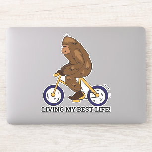 Sticker Vivre ma meilleure vie Bigfoot à vélo