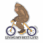 Sticker Vivre ma meilleure vie Bigfoot à vélo (Devant)