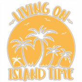 Sticker Vivre Sur L'Île Palmiers Et Coucher De Soleil (Devant)