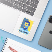 Sticker Vladimir Zelensky - Je suis avec l'Ukraine (Ordinateur portable avec iPhone)