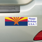 Sticker Vlag van Arizona, Happy Birthday U.S.A.! (Op auto)