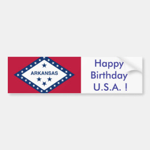 Sticker Vlag van Arkansas, Happy Birthday U.S.A.!