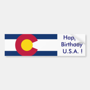 Sticker Vlag van Colorado, Happy Birthday U.S.A.!