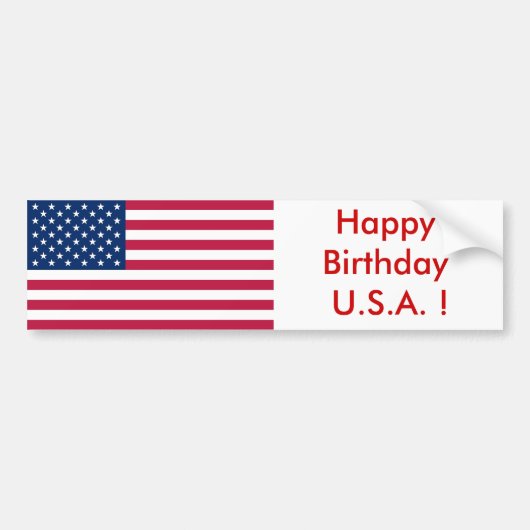 Sticker Vlag van de VS, Happy Birthday U.S.A.! (Voorkant)