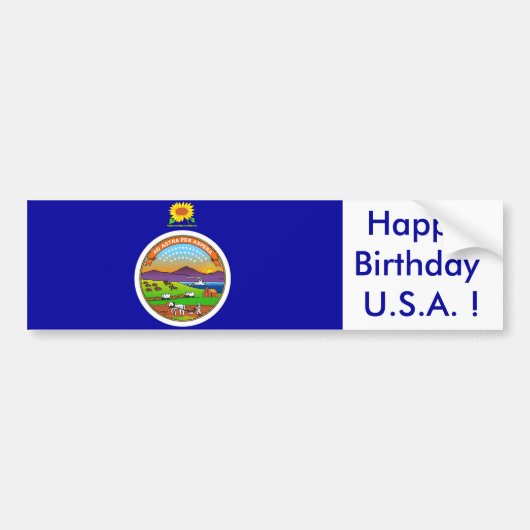Sticker Vlag van Kansas, Happy Birthday U.S.A.! (Voorkant)