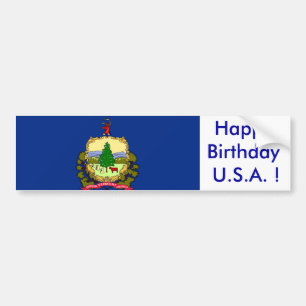 Sticker Vlag van Vermont, Happy Birthday U.S.A.!