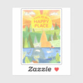 Sticker Voici mon Happy Place Kayaker dans River Sunrise (Feuille)