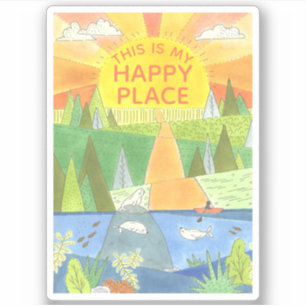 Sticker Voici mon Happy Place Kayaker dans River Sunrise