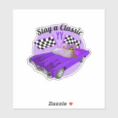 Sticker Voiture Classique Convertible Violet, Drapeaux À d (Feuille)