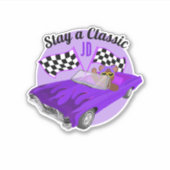 Sticker Voiture Classique Convertible Violet, Drapeaux À d (Devant)