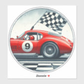 Sticker Voiture de course à numéro personnalisable (Feuille)