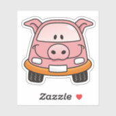 Sticker Voiture de dessin de porc (Feuille)