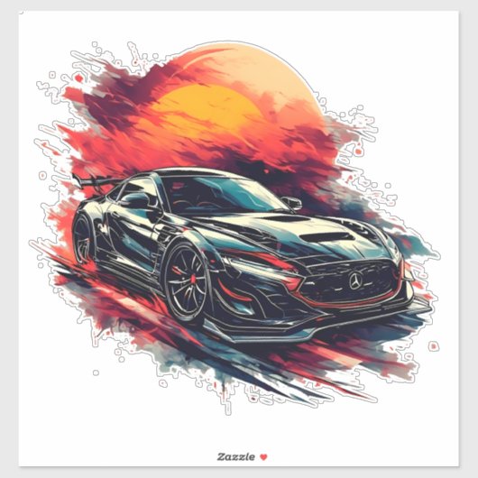 Sticker Voiture de sport de course (Feuille)