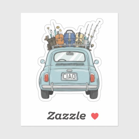 Sticker Voiture Fiat de pêche (Feuille)