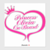 Sticker Voiture "Princess On Board" (Feuille)