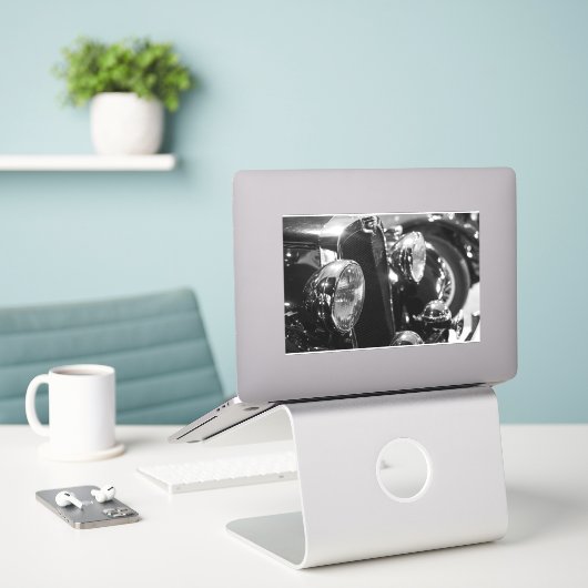 Sticker Voiture vintage classique (Ordinateur portable sur le bureau)