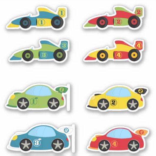 Sticker Voitures de course colorées cool Garçons (Devant)