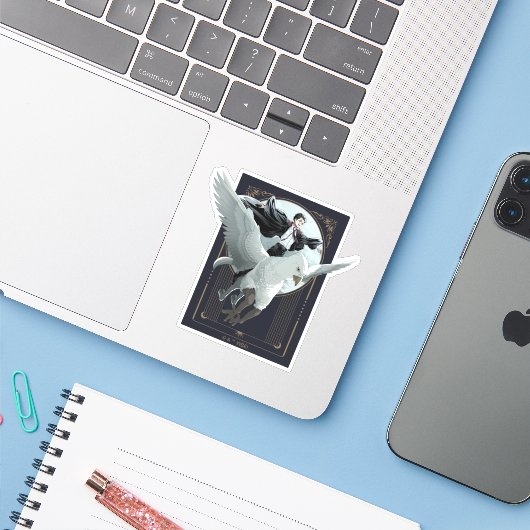 Sticker Vol Anime HARRY POTTER™ avec Buckbeak (Ordinateur portable avec iPhone)