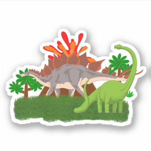 Sticker Volcan de l'île de Dinosaur éruption préhistorique (Devant)