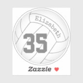 Sticker volley-ball blanc classique avec nom jersey numéro (Feuille)