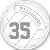 Sticker volley-ball blanc classique avec nom jersey numéro (Devant)