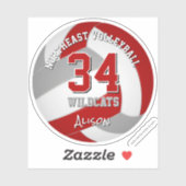Sticker volley-ball équipe couleurs enfants gris rouge (Feuille)