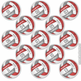 Sticker volley-ball gris rouge girly personnalisateurs nom