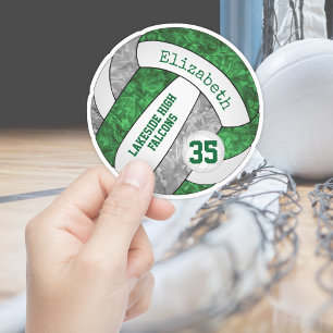 Sticker volley-ball gris vert avec nom de la mascotte de l