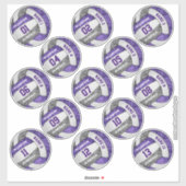 Sticker volley-ball gris violet girly personnalisation nom (Feuille)
