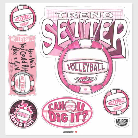 Sticker Volley-ball Pink Trend Setter (Feuille)