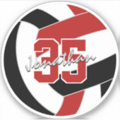 Sticker volley-ball rouge noir acheter des commandes simpl (Devant)