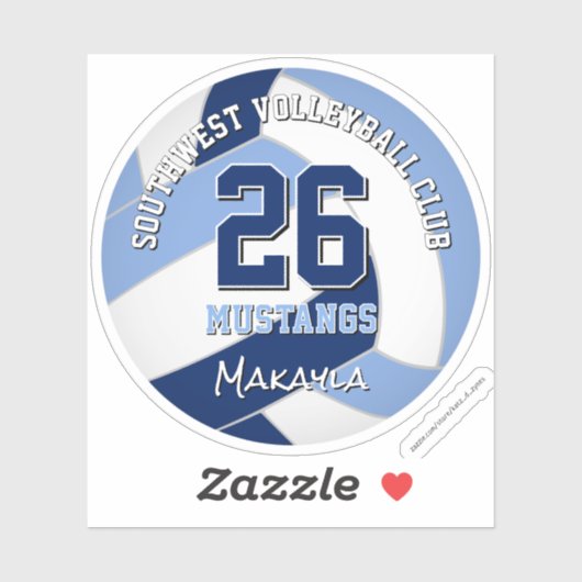 Sticker volleyball équipe couleurs enfants marine bleu cla (Feuille)