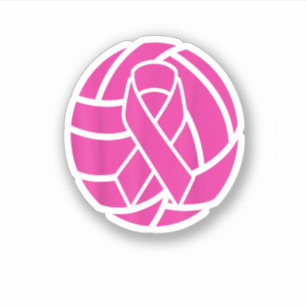 Sticker Volleyball T Cancer du sein Volleyball rose Ruban