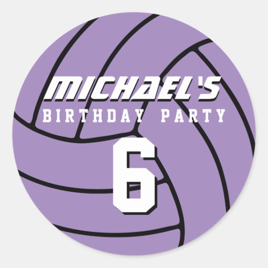 Sticker Volleyball Violet Sports Anniversaire (Devant)
