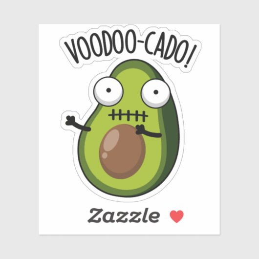 Sticker Voodoo-cado Funny Avocado Pun (Feuille)