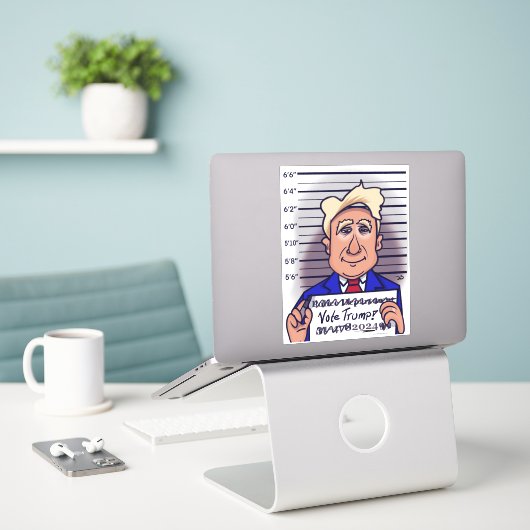 Sticker voor aangepaste afsnijding van Trump (Laptop op bureau)