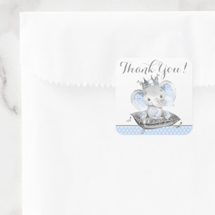 Sticker voor babyfeest 'Olifant Prins Jongen'